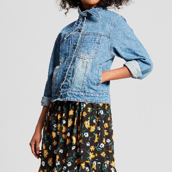 Who What Wear Jackets & Blazers - Classic denim jacket with neck tie